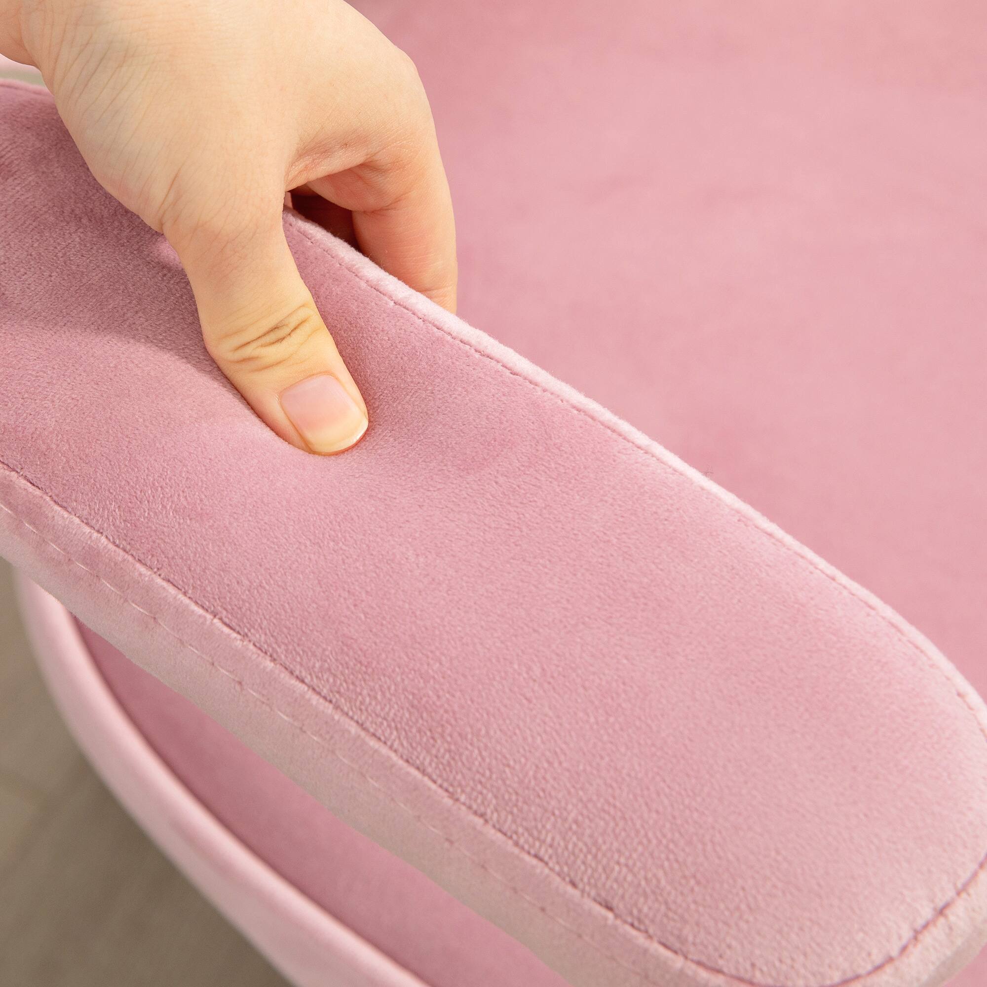 Angle. APRILSOUL - Chic Desk Chair with Rhinestone-Studded Back Velvet-Feel Fabric High-Density Foam Padding Adjustable Tilt and Height - Pink.