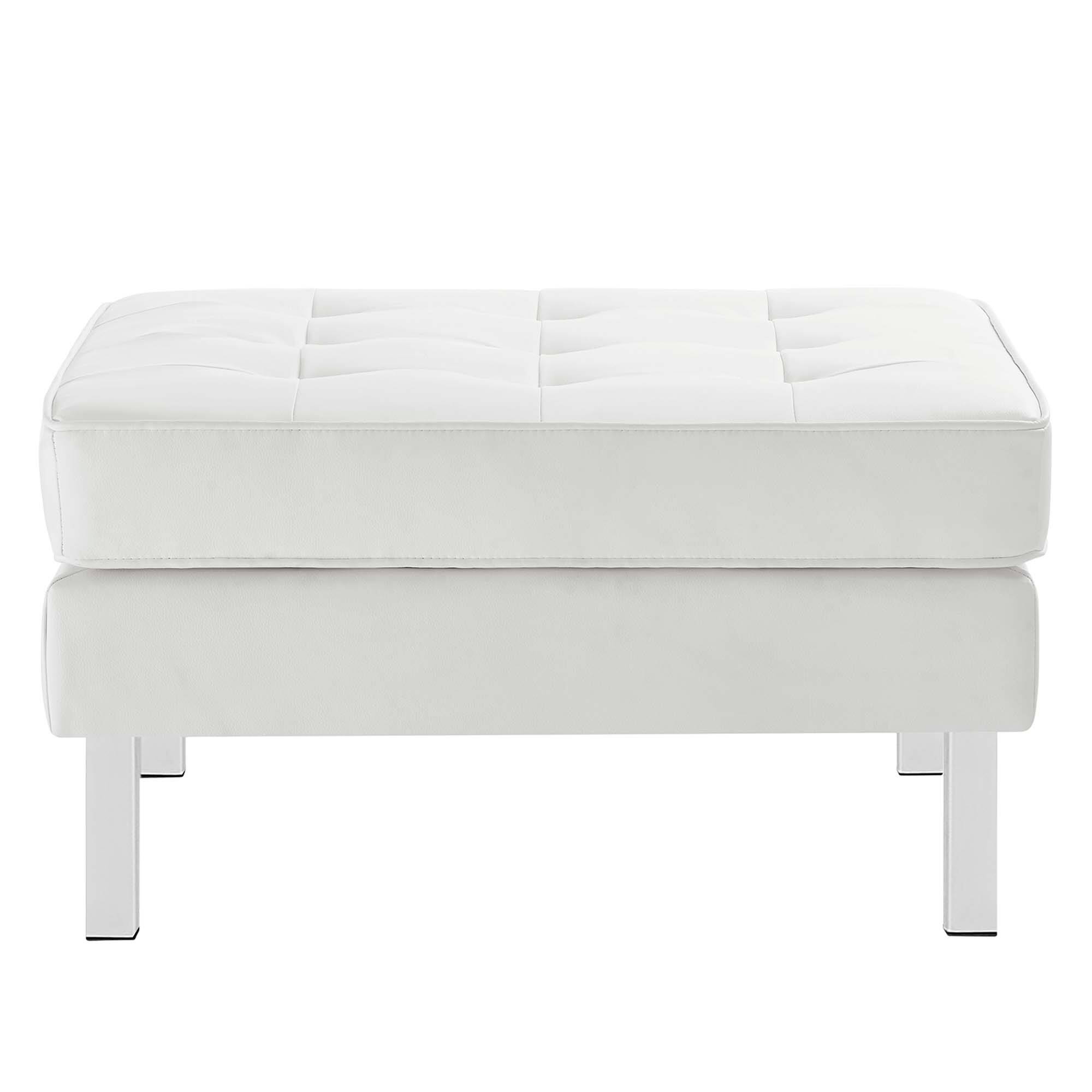 Alt View 4. Modway - Loft Tufted Vegan Leather Armchair and Ottoman Set by Modway - White.