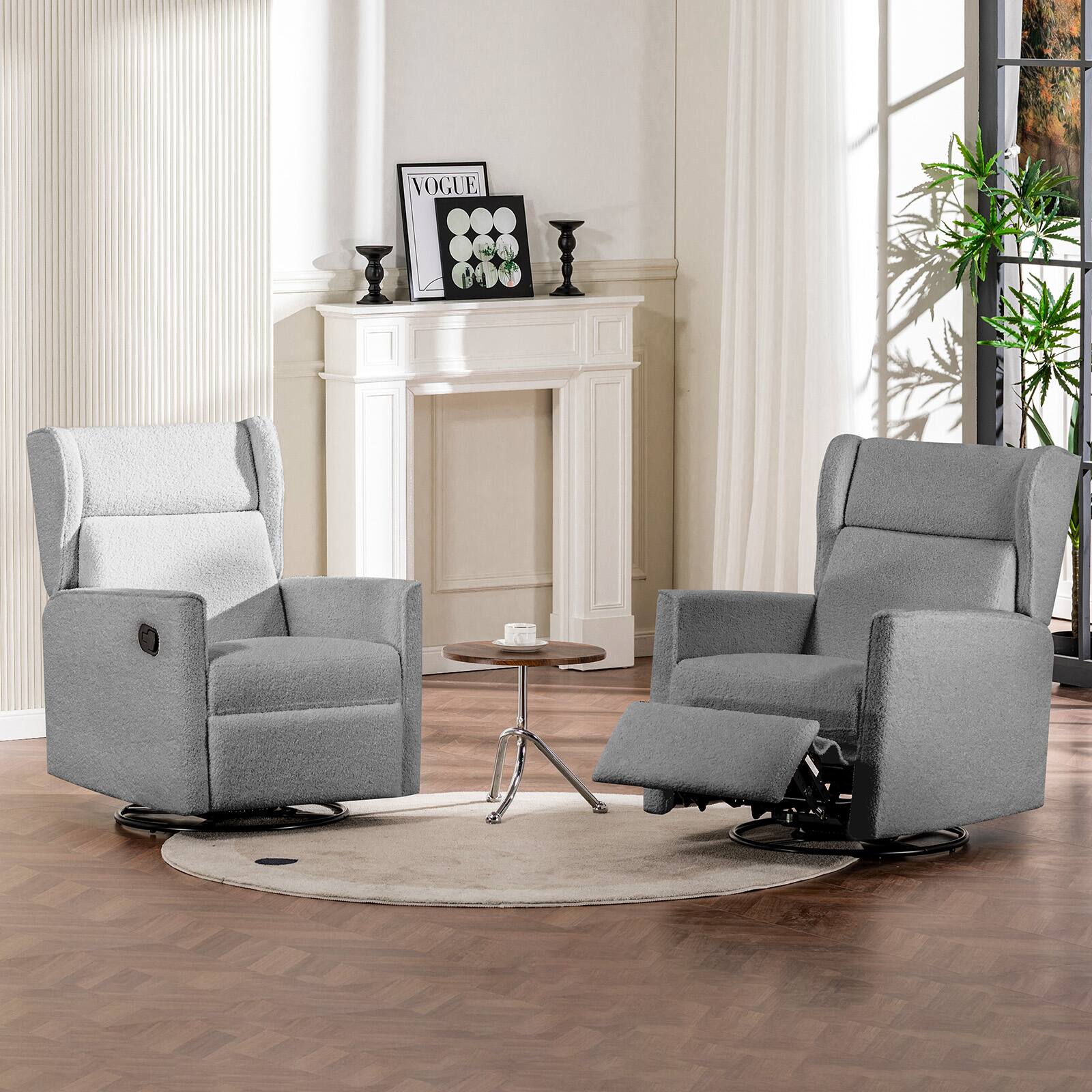Alt View 4. CloudRest Pro - Rocking Recliner Chair Teddy Nursery Rocking Chair,Gray - Gray.