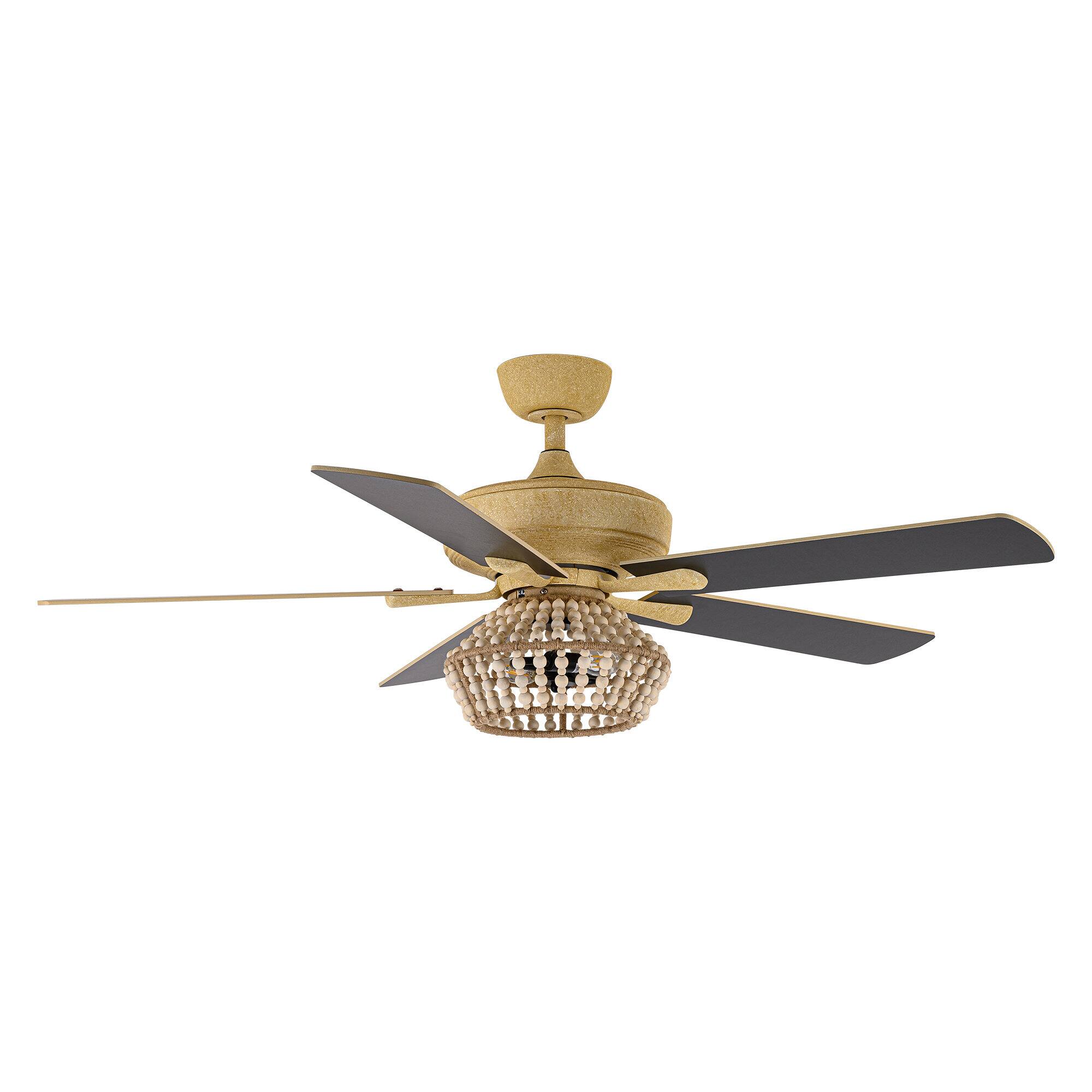 Alt View 10. Parrot Uncle - 52" BohoSand Gold Cage Ceiling Fan with Remote and Light Kit - Matte White.