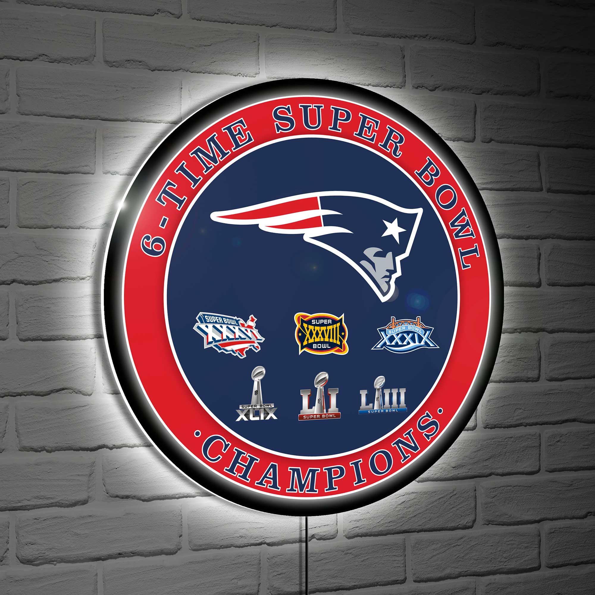 Evergreen Enterprises - Six-Time Super Bowl Champions XL Round LED Wall Sign - Multicolor