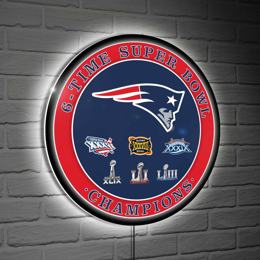 Evergreen Enterprises Six Time Super Bowl Champions XL Round LED Wall ...
