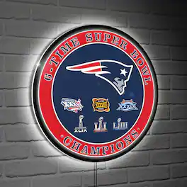 Evergreen Enterprises - Six-Time Super Bowl Champions XL Round LED Wall Sign - Multicolor