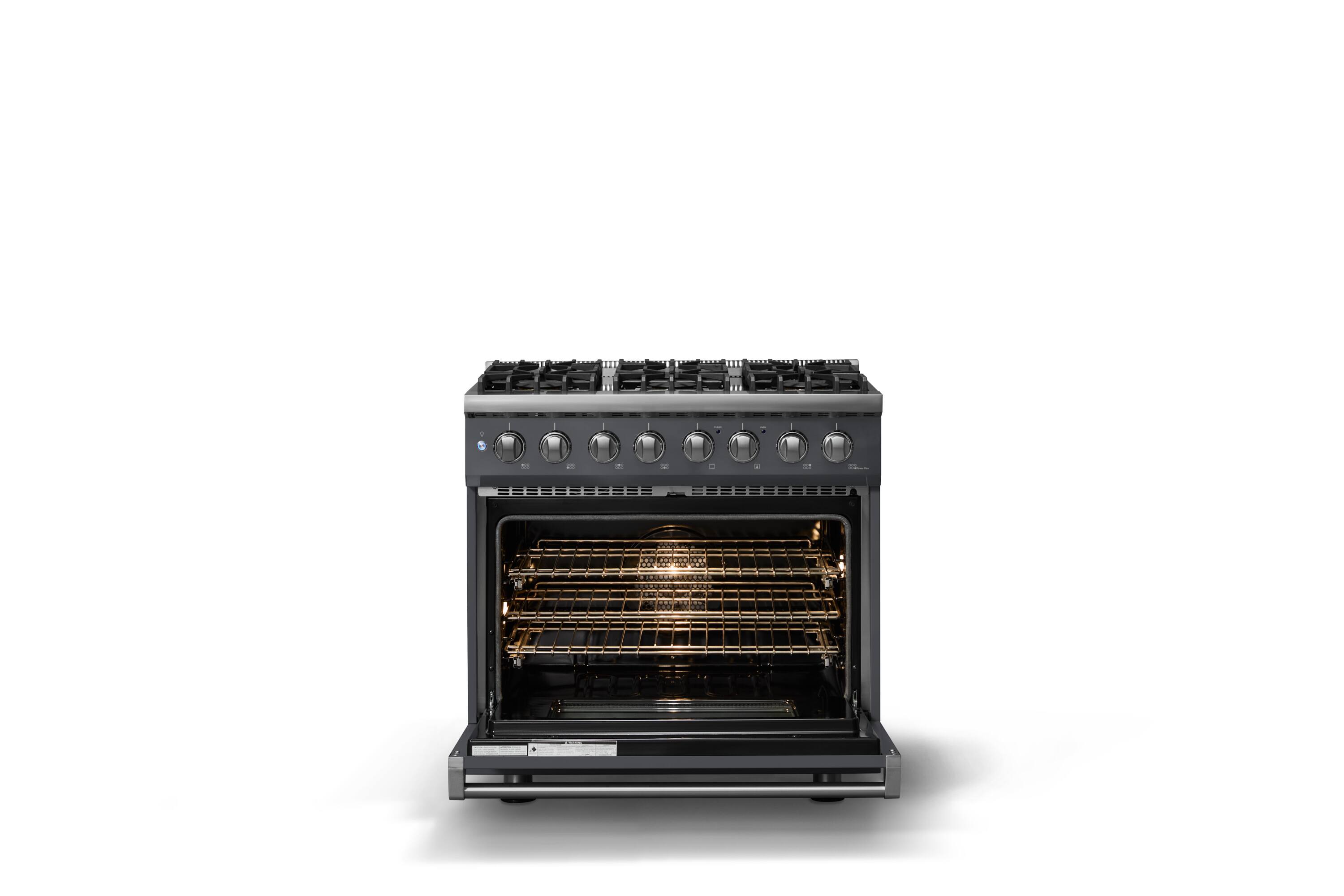 Alt View 2. Viking - 36 in. Wide 6 Burner Pro 5 Series 5.6 Cu. Ft. Freestanding Sealed LP Dual Fuel Convection Range - Cast Black - Cast Black.