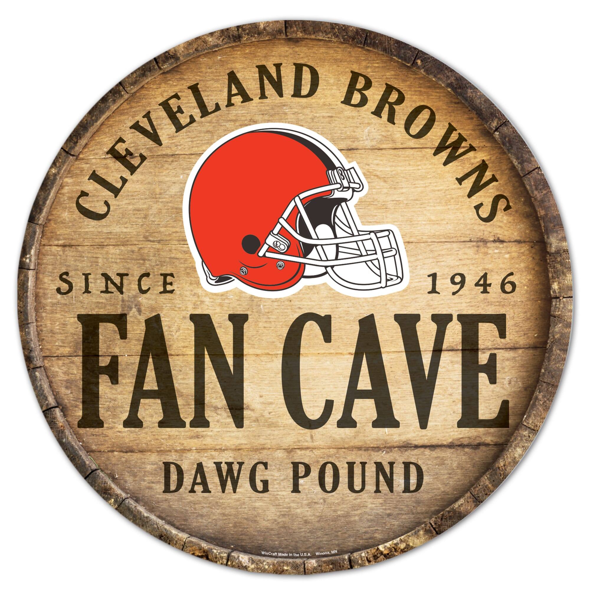 Cleveland Browns 14" Fan Cave Circular Wood Sign