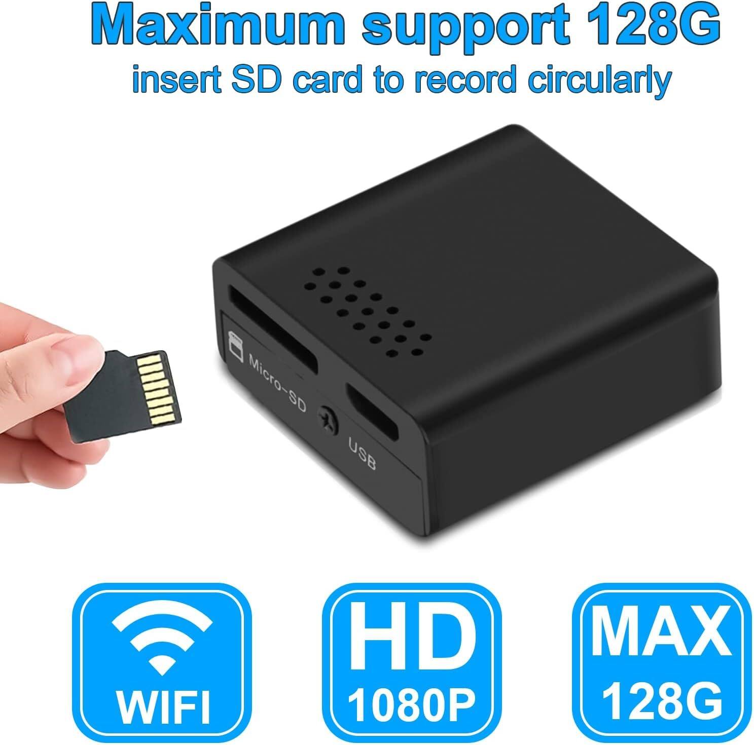 Maximum support 128G  
insert SD card to record circularly  

WIFI  
HD 1080P  
MAX 128G