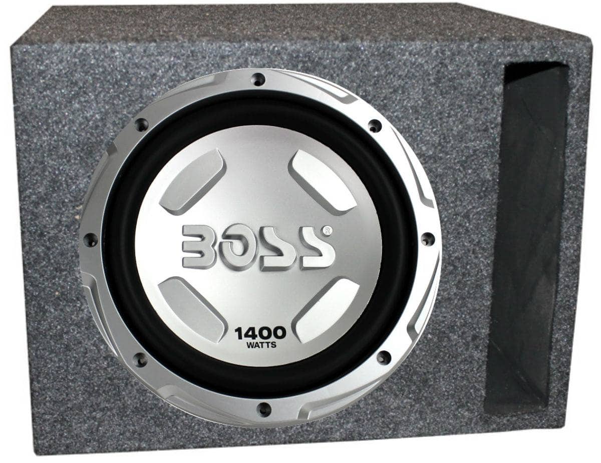 BOSS Audio - Boss Chaos 12" 1400W Car Subwoofer and Single 12" Vented Slot Sub Enclosure Box - Black