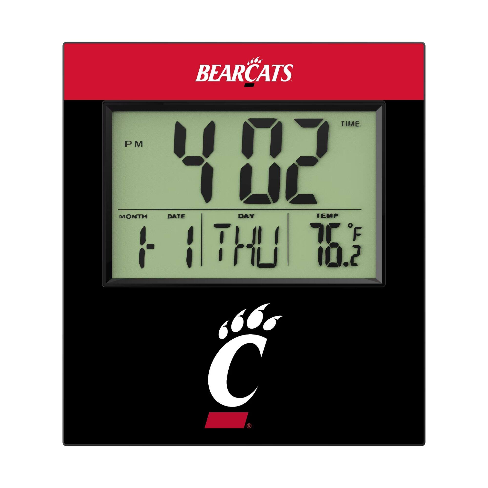 BEARCATS TIME PM 4:02 MONTH 1 DATE 1 DAY THU TEMP 76.2 F