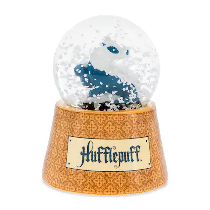 Front. Silver Buffalo - Harry Potter House Hufflepuff 3-Inch Mini Light-Up Snow Globe - Orange.