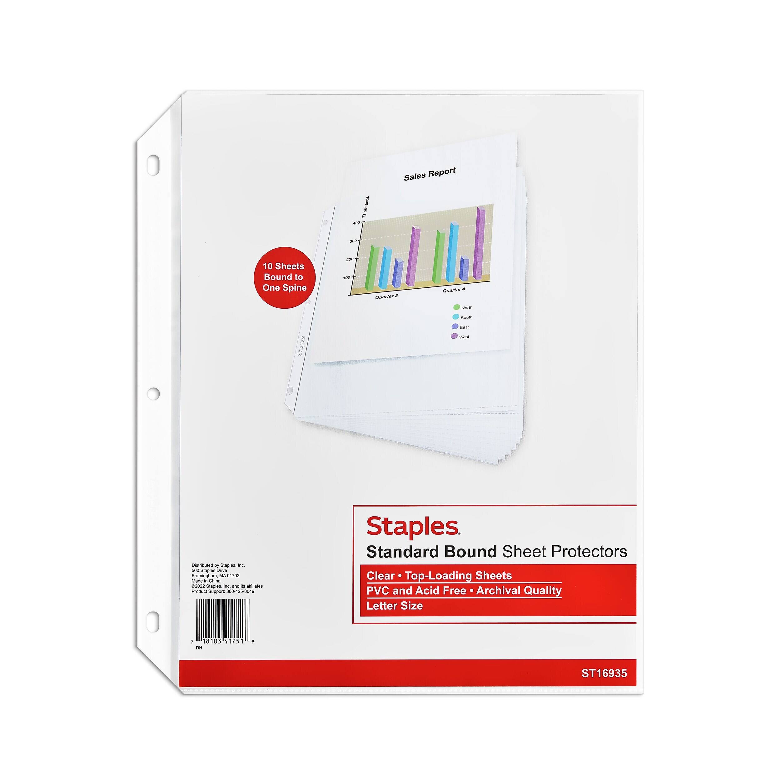 Staples Bound Sheet Protectors, Secure Binding, Letter Size, Protective ...