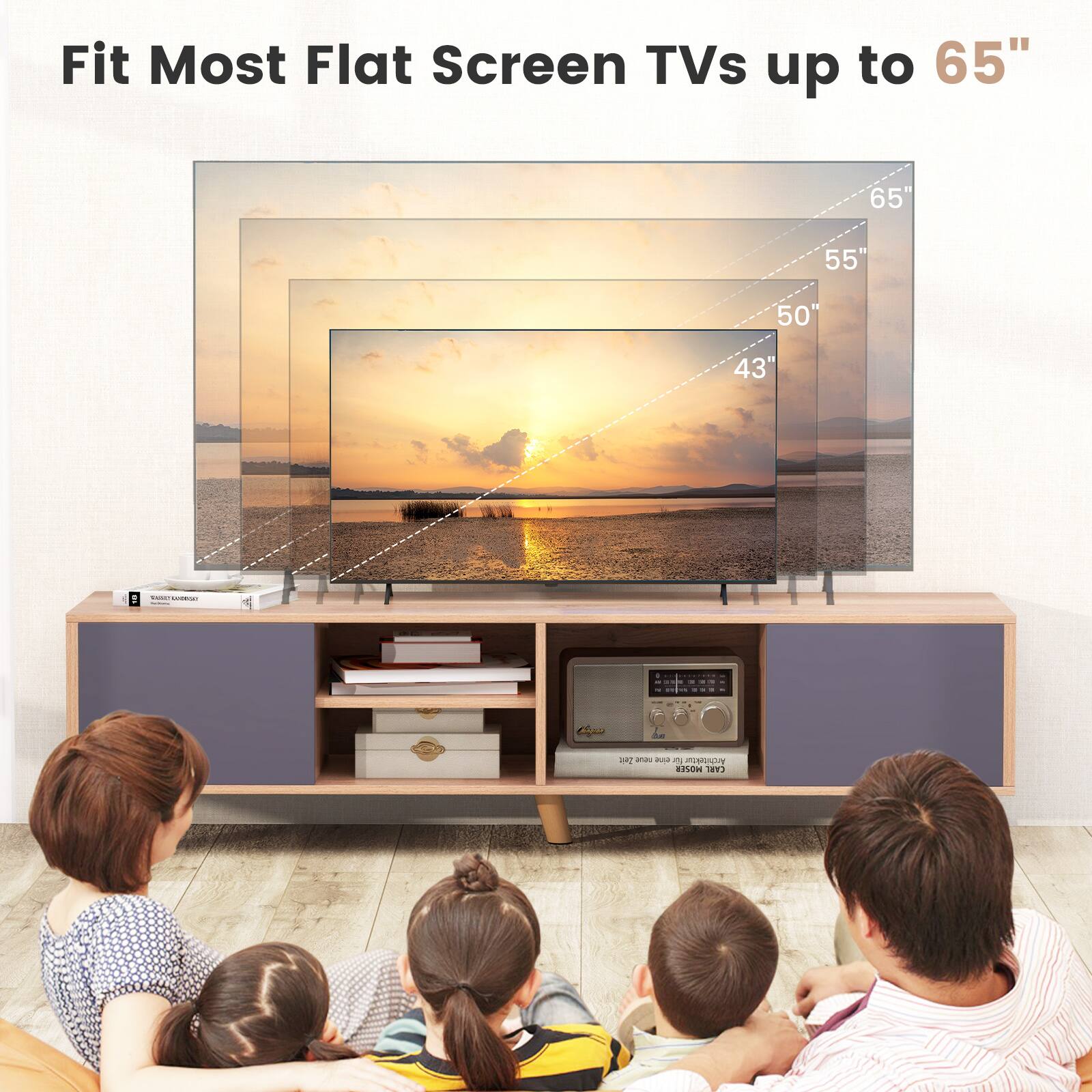 Fit Most Flat Screen TVs up to 65" 65" 55" 50" 43"