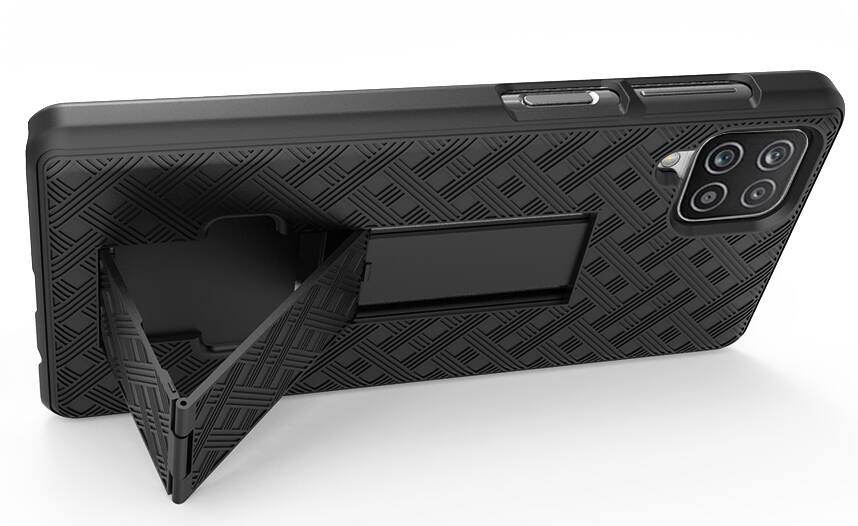 Alt View 9. Nakedcellphone - Case with Stand and Belt Clip Holster for Samsung Galaxy A42 - Black.
