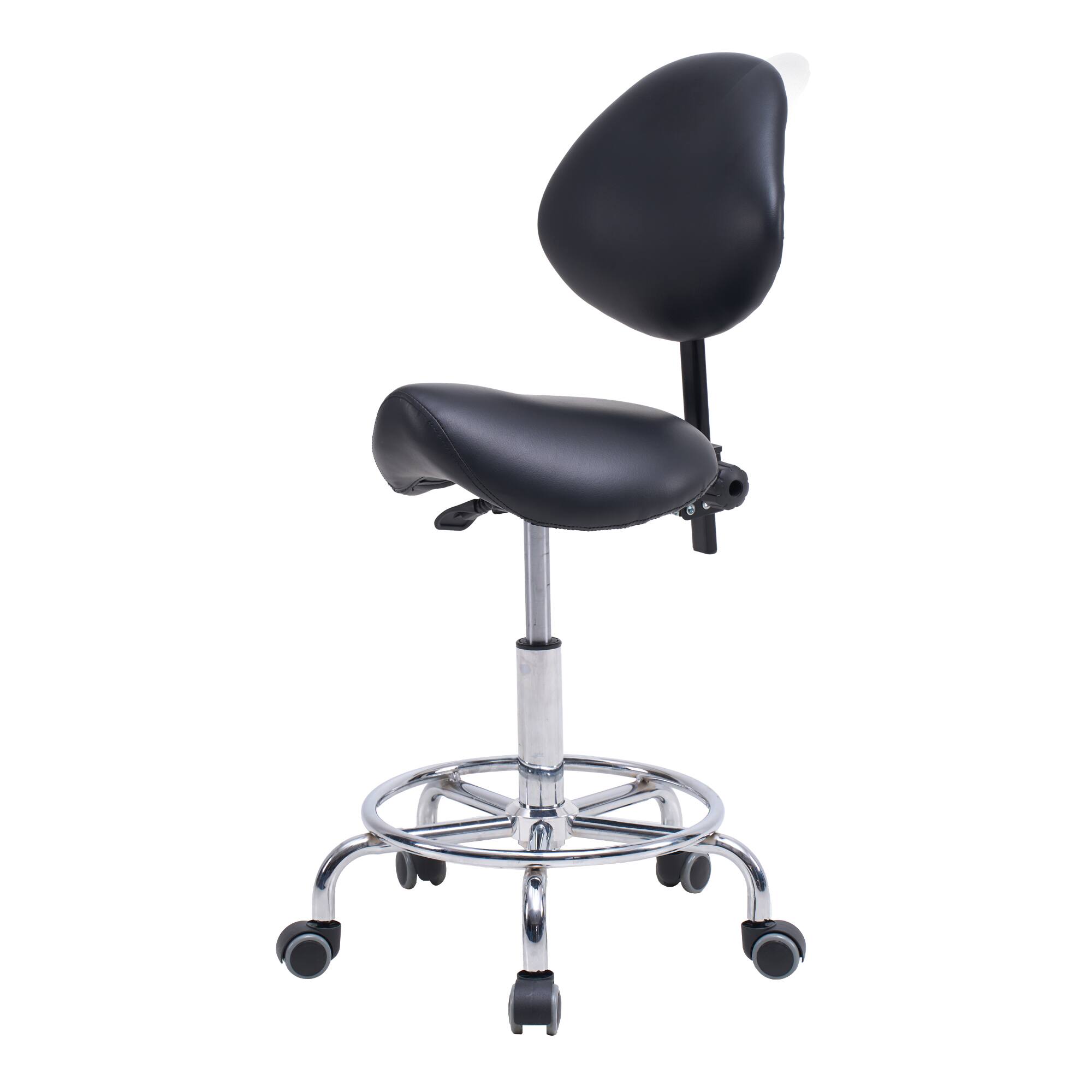 Alt View 1. Forest'nSky - Black Saddle Office Desk Chair with Backrest Swivel Hydraulic Ergonomic Tilt Seat Chair - Black.