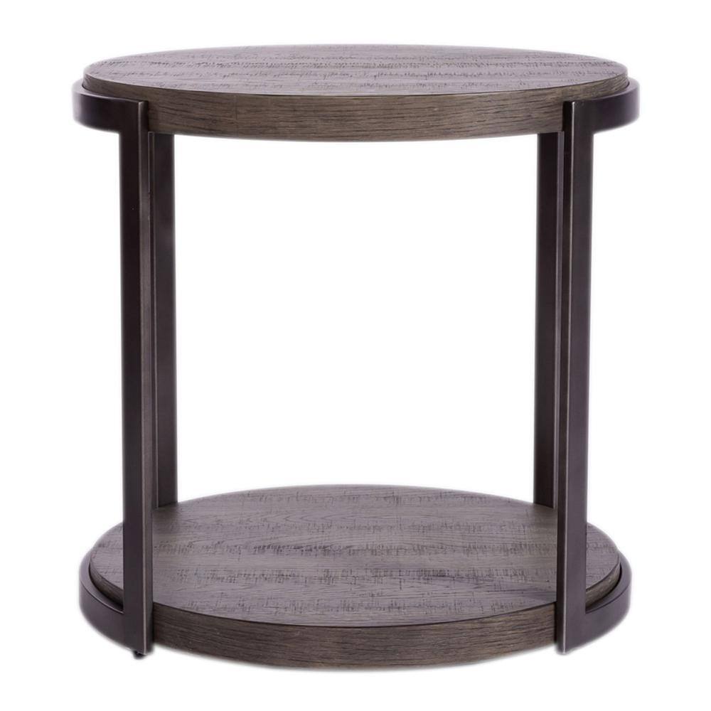 Back. Liberty Furniture Industries - Modern View Round End Table in Gauntlet Gray - Gray.