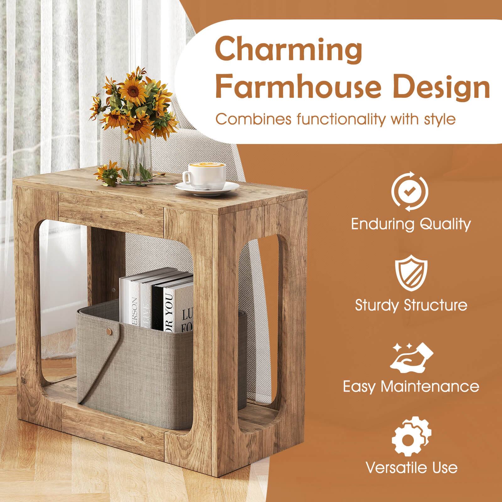 Charming Farmhouse Design  
Combines functionality with style  

Enduring Quality  
Sturdy Structure  
Easy Maintenance  
Versatile Use