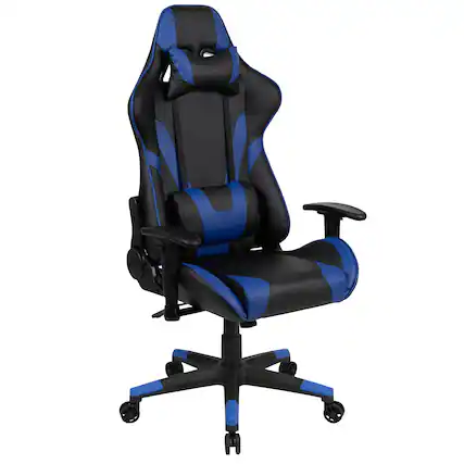 Front. Flash Furniture - X20 Gaming Chair Racing Office Ergonomic Computer PC Adjustable Swivel Chair with Reclining Back in Blue LeatherSoft - Blue.