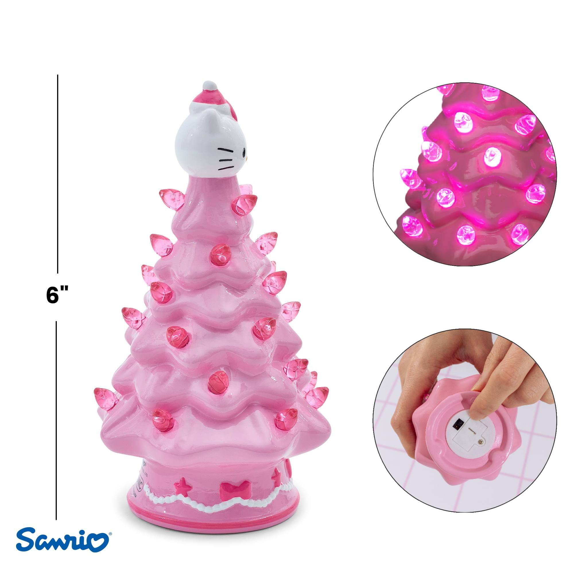 Alt View 10. Ukonic - Sanrio Hello Kitty Pink Light-Up Ceramic Christmas Tree | 6 Inches Tall - Pink.