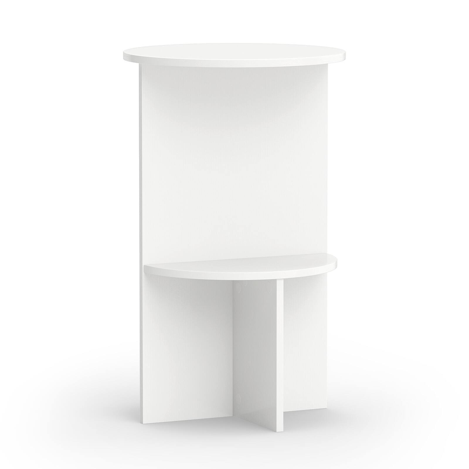 Alt View 9. Costway - Costway 1 PCS Side Table, 2-Tier Round End Table with Storage Shelf, Night Stand for Living Room - White.