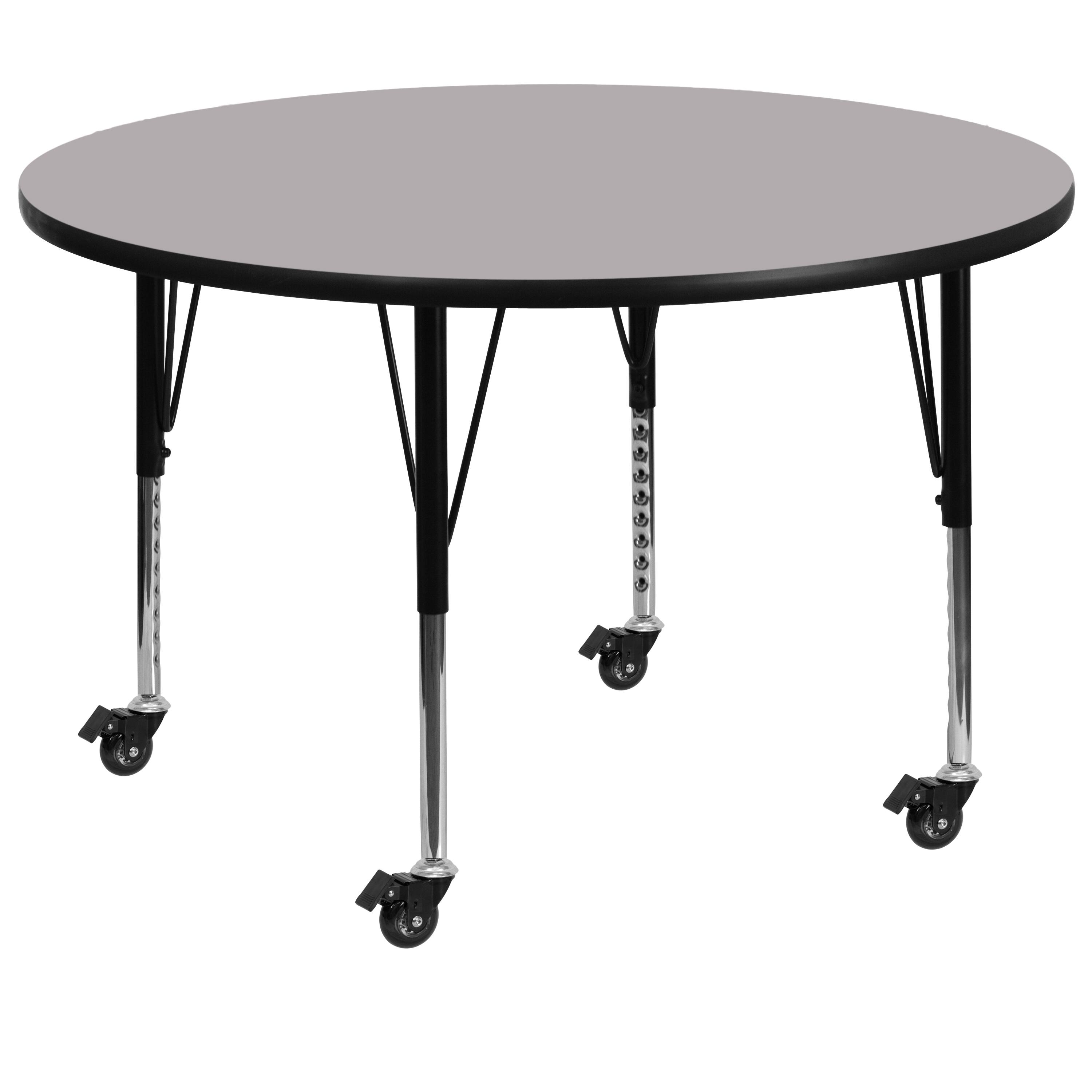 Front. Emma + Oliver - Mobile 42" Round Laminate Adjustable Preschool Activity Table - Gray.