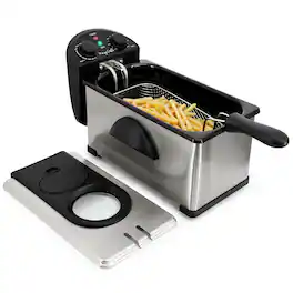 MegaChef - 3.17 Quart Stainless Steel Electric Deep Fryer with Timer - Silver