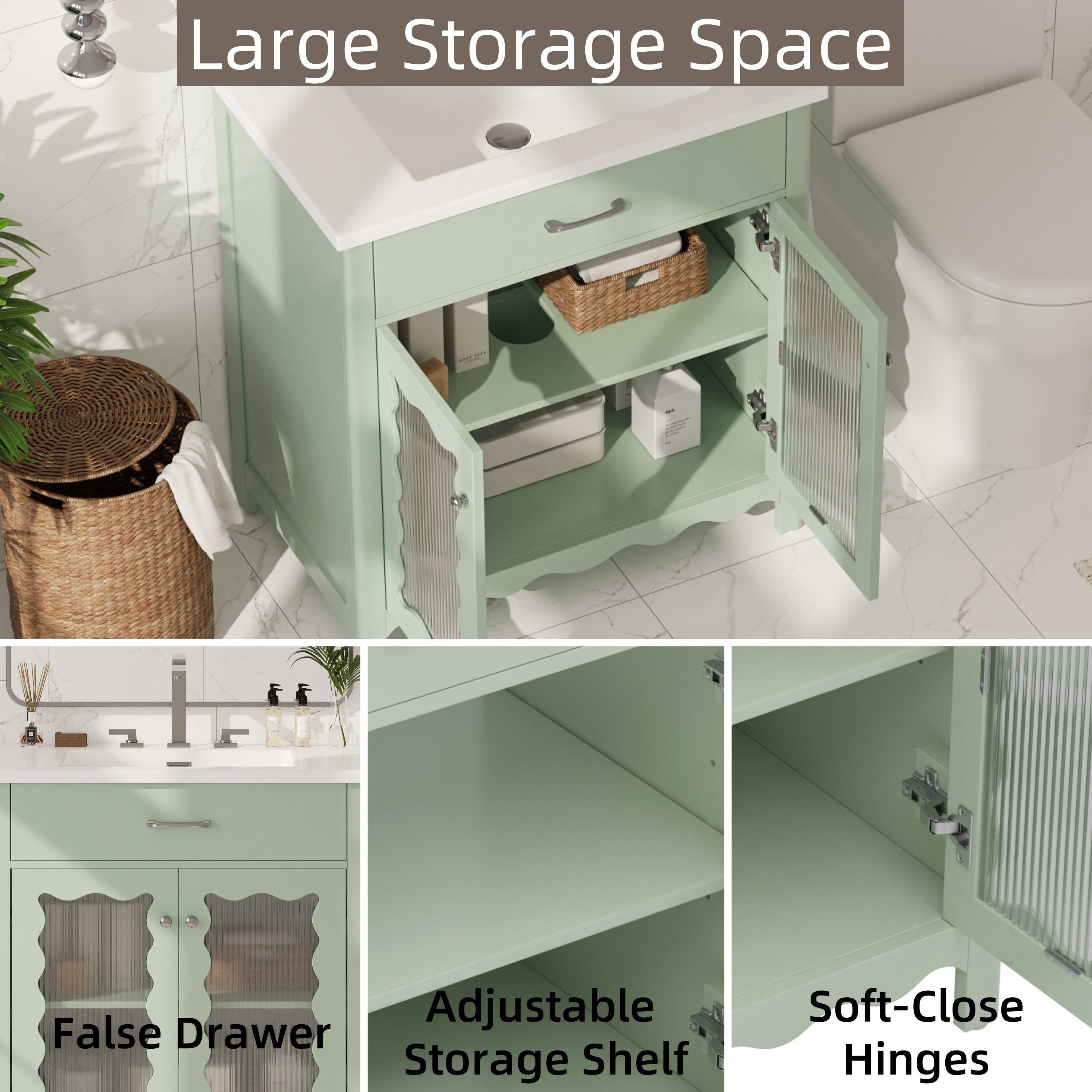 Large Storage Space

False Drawer

Adjustable Storage Shelf

Soft-Close Hinges