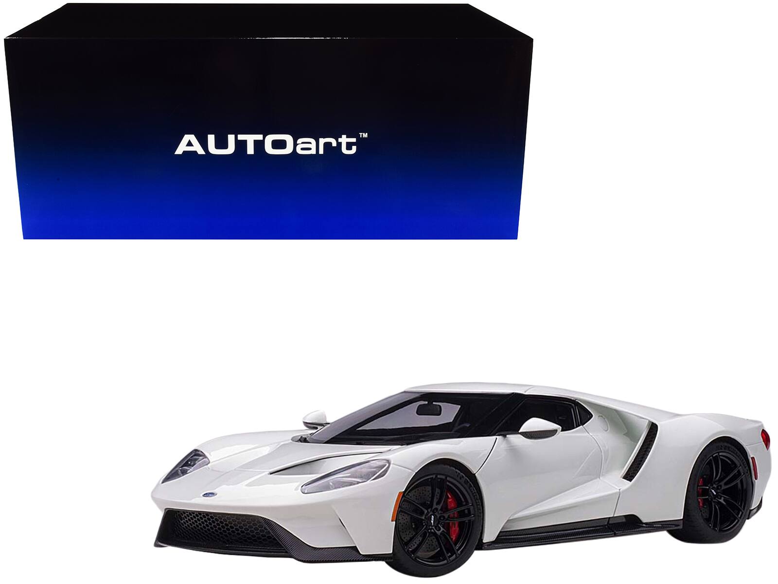 Front. Autoart - 2017 Ford GT Frozen White 1/18 Model Car by Autoart - White.