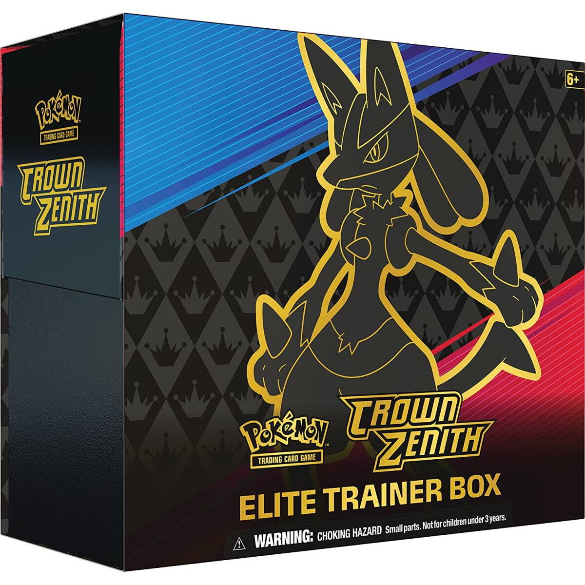 Pokémon Trading Card Game  
Crown Zenith  
Elite Trainer Box  

6+  
WARNING: CHOKING HAZARD Small parts. Not for children under 3 years.