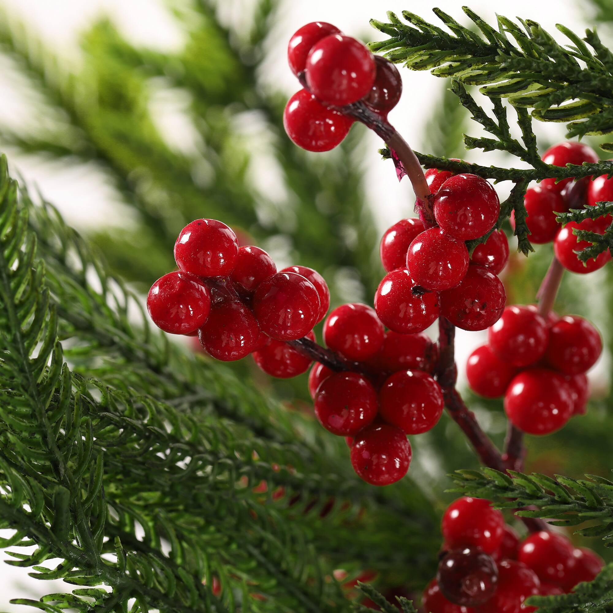 Alt View 8. Glitzhome - 37.5"H Christmas Greenery PE Dripping Pine Porch Tree with Pinecones and Red Berries - Green.