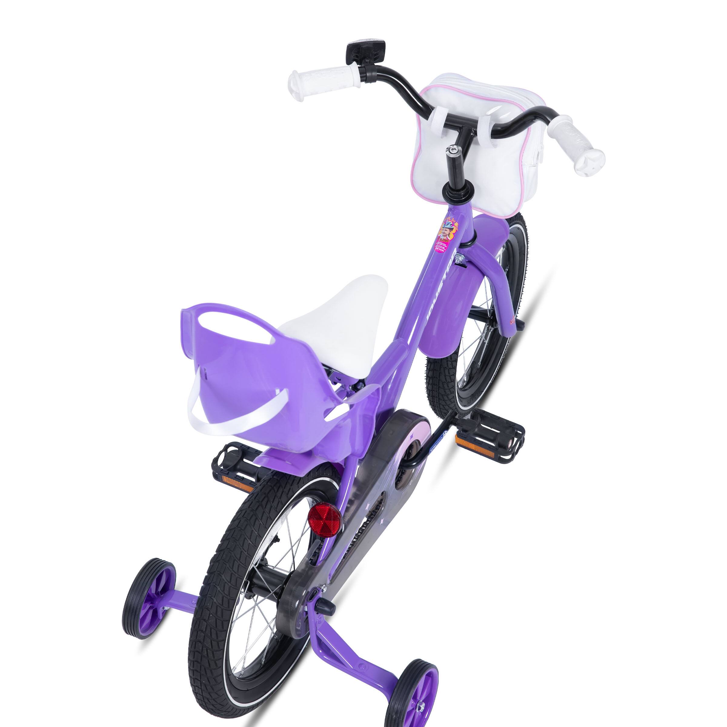 Alt View 4. JOYSTAR - JOYSTAR Zinnia 16" Kids Bike for Ages 4-7 Girls, Children's Bicycle with Training Wheels & Doll Seat, Purple - Purple.
