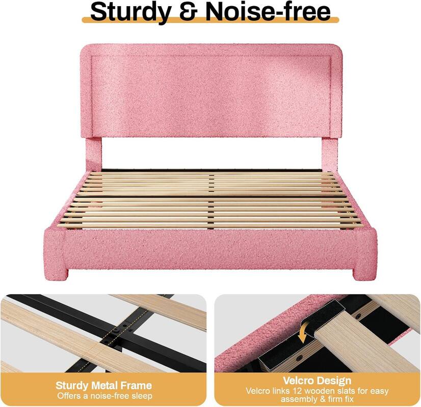 Sturdy & Noise-free

Sturdy Metal Frame  
Offers a noise-free sleep

Velcro Design  
Velcro links 12 wooden slats for easy assembly & firm fix