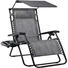 Best Choice Products - 30" Extra Wide Folding Zero Gravity Patio Lounge Chair w/Adjustable Canopy Shade - Gray