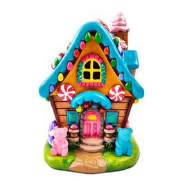 OrnamentallyYou - Sugary Haven Candy House Tabletop Figurine, 7" LED Christmas Gingerbread Style Home Decoration - Multicolored