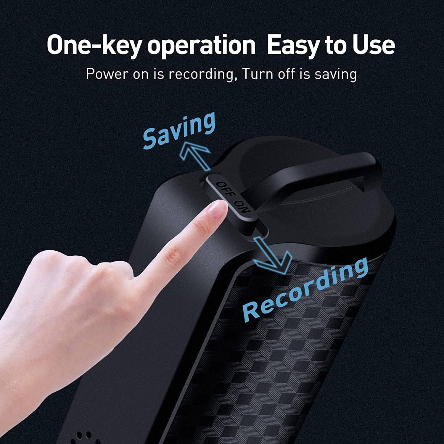 One-key operation Easy to Use  
Power on is recording, Turn off is saving  
Saving  
Recording