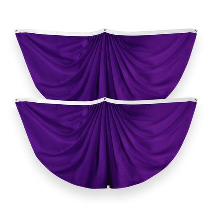 Front. G128 - 2-Pack Pleated Fan Flag, 3 x 6 ft, Printed 150D Polyester with Brass Grommets. - Purple.