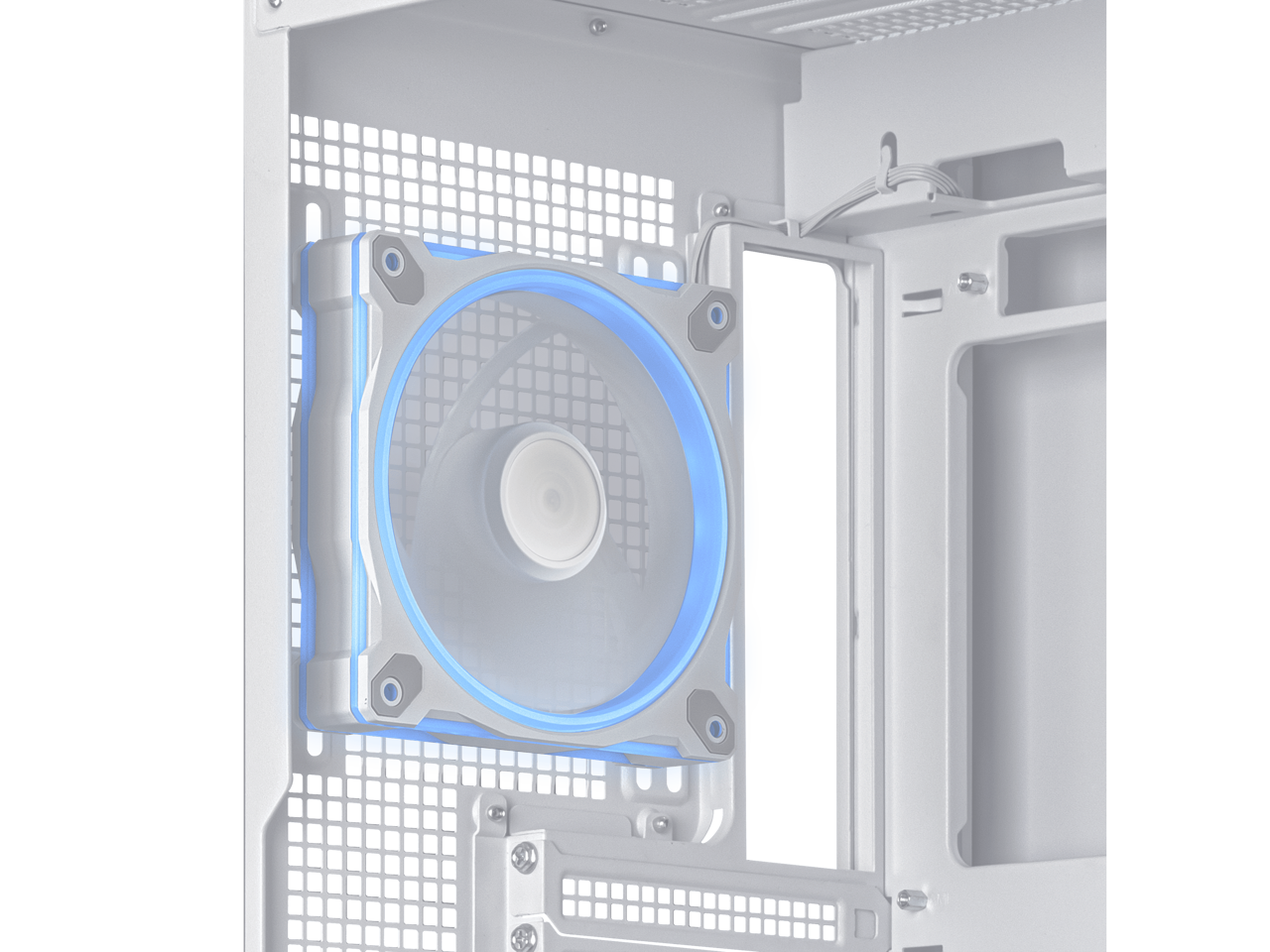 Alt View 10. ASUS - ASUS A31 PLUS ATX Case with panoramic glass, 360mm radiators, 380mm GPU, 4 ARGB fans, hidden BTF connectors - White.