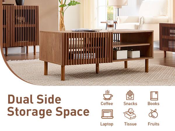 Dual Side Storage Space

- Coffee
- Laptop
- Snacks
- Tissue
- Books
- Fruits