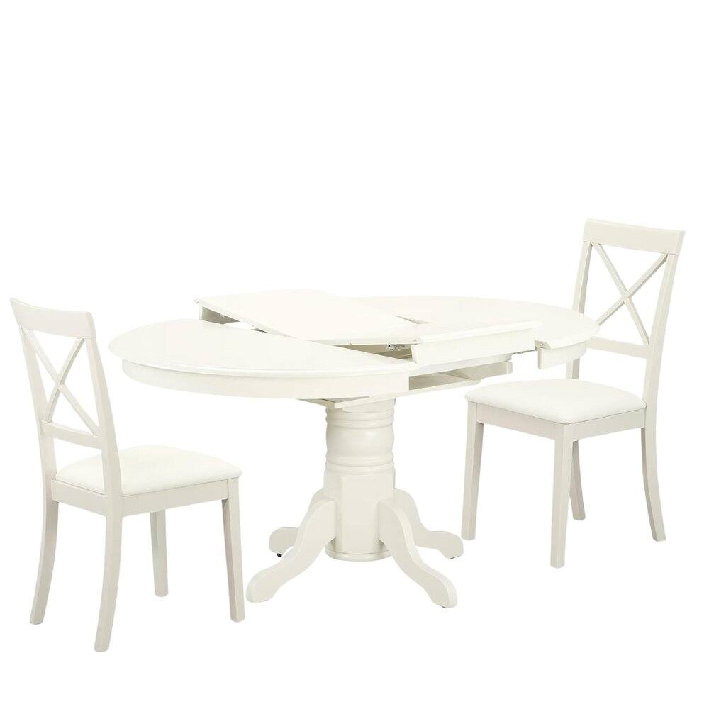 Alt View 4. FurniFact - White 5 Pc Kitchen Table Chairs Set of 4 - Brown.