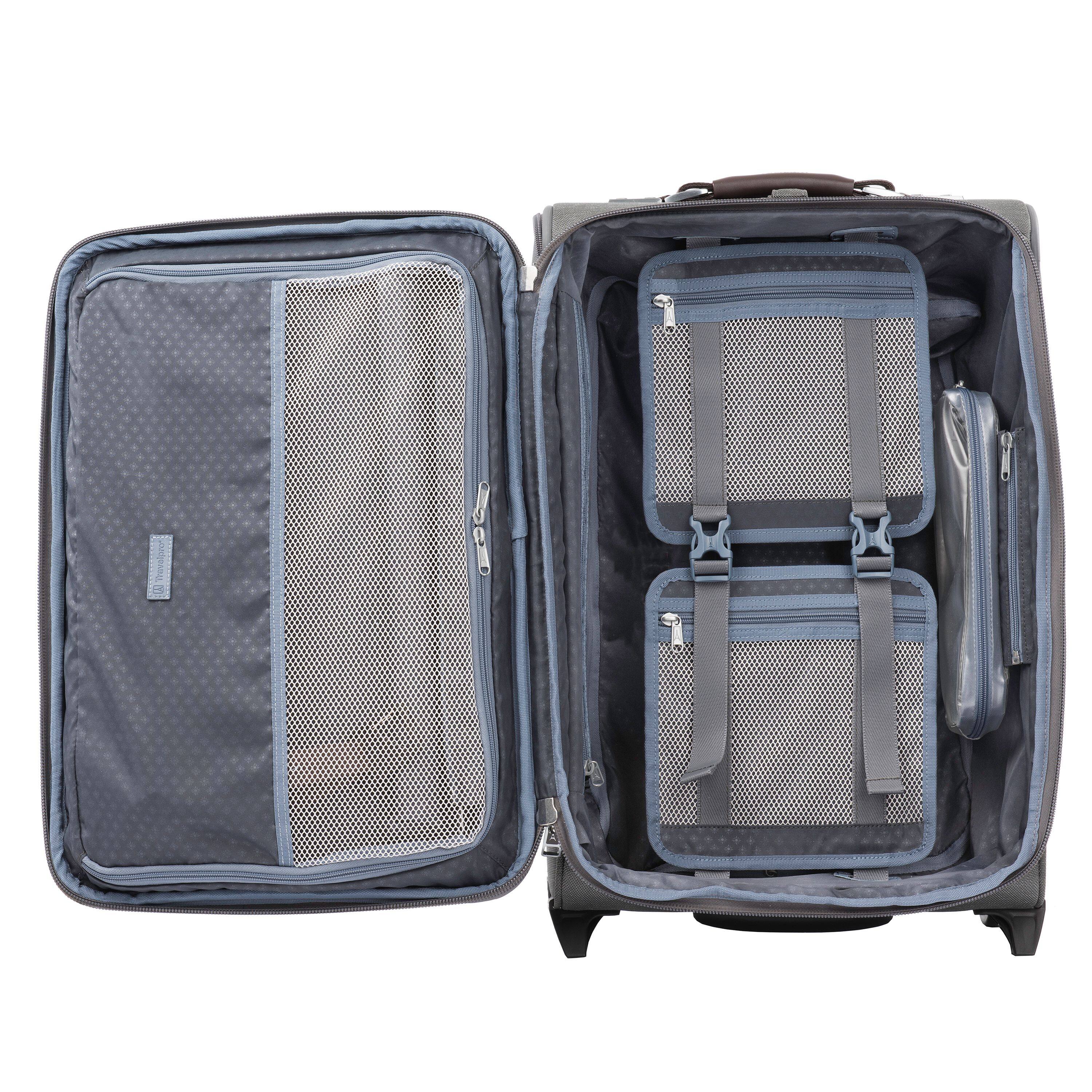 Back. Travelpro - Travelpro Platinum Elite Softside Expandable 22" Carry On Spinner - Vintage Grey.