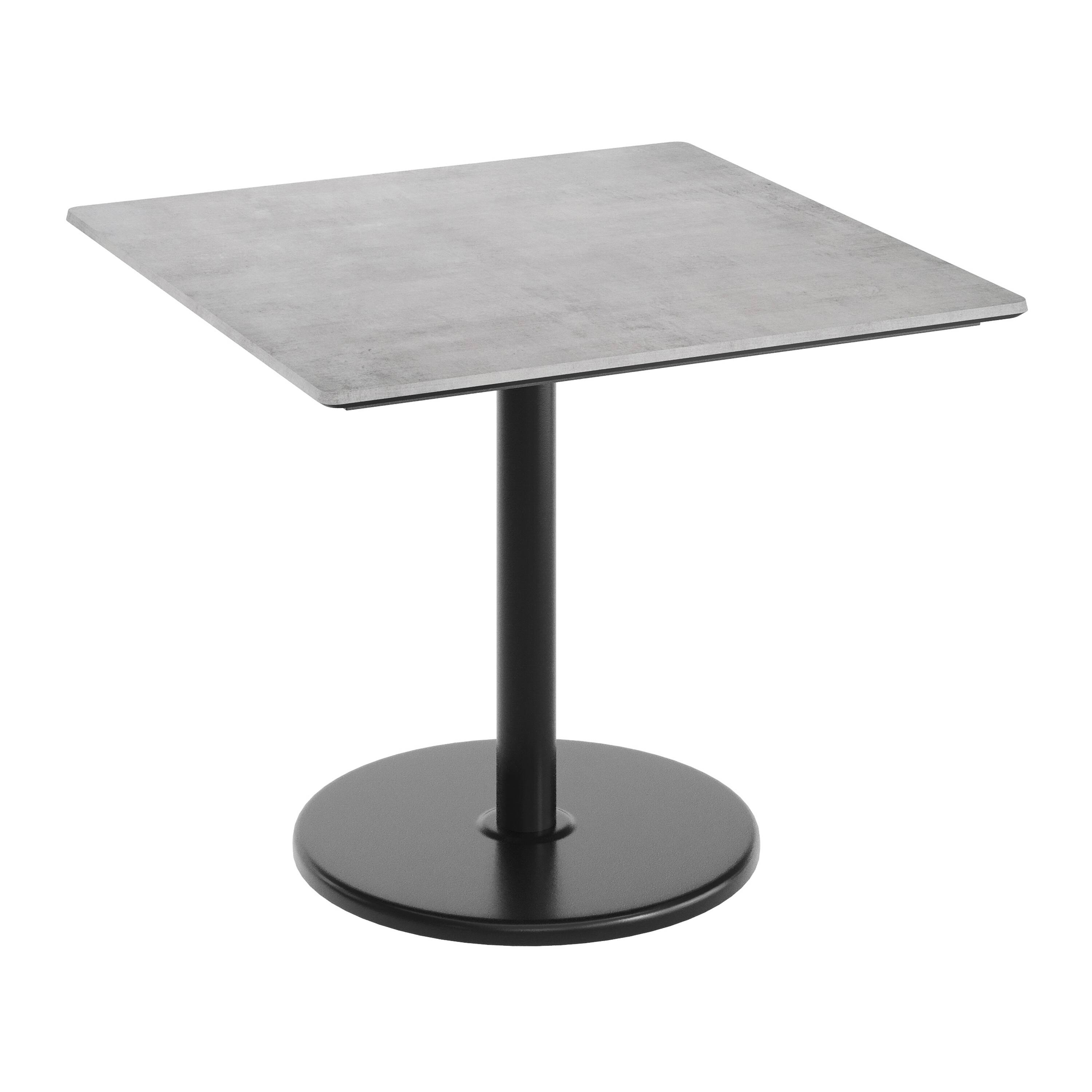 Emma + Oliver - PureShield Tabletop with Seam-Free Surface Innovation and Table Height Round Base - Gray Faux Concrete/Black Base