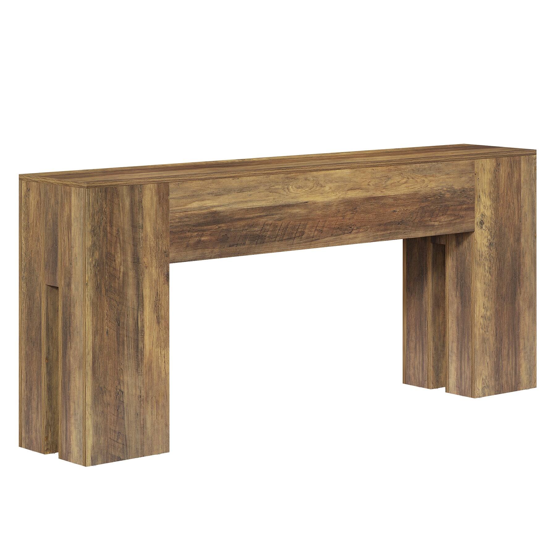 Back. Kadyn - Kadyn Wood Console Table, Entryway Table, Rustic Sofa Table for Entryway， Brown - Brown.