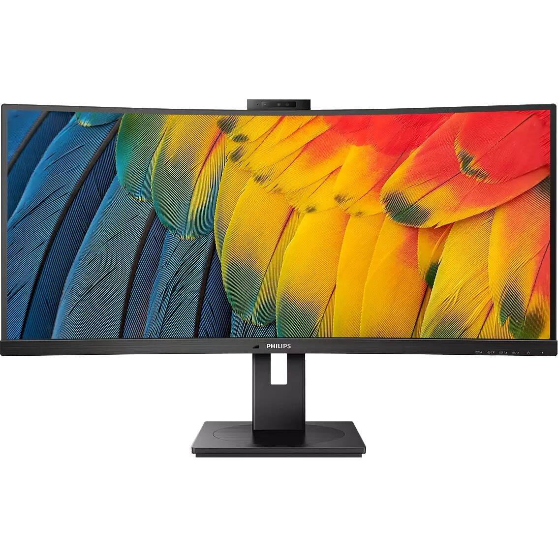 Alt View 3. Philips - Philips Ultrawide 34B1U5600CH 34" Class Webcam UW-QHD Curved Screen LCD Monitor - 21:9 - Textured Black - 34" Viewable - Black.