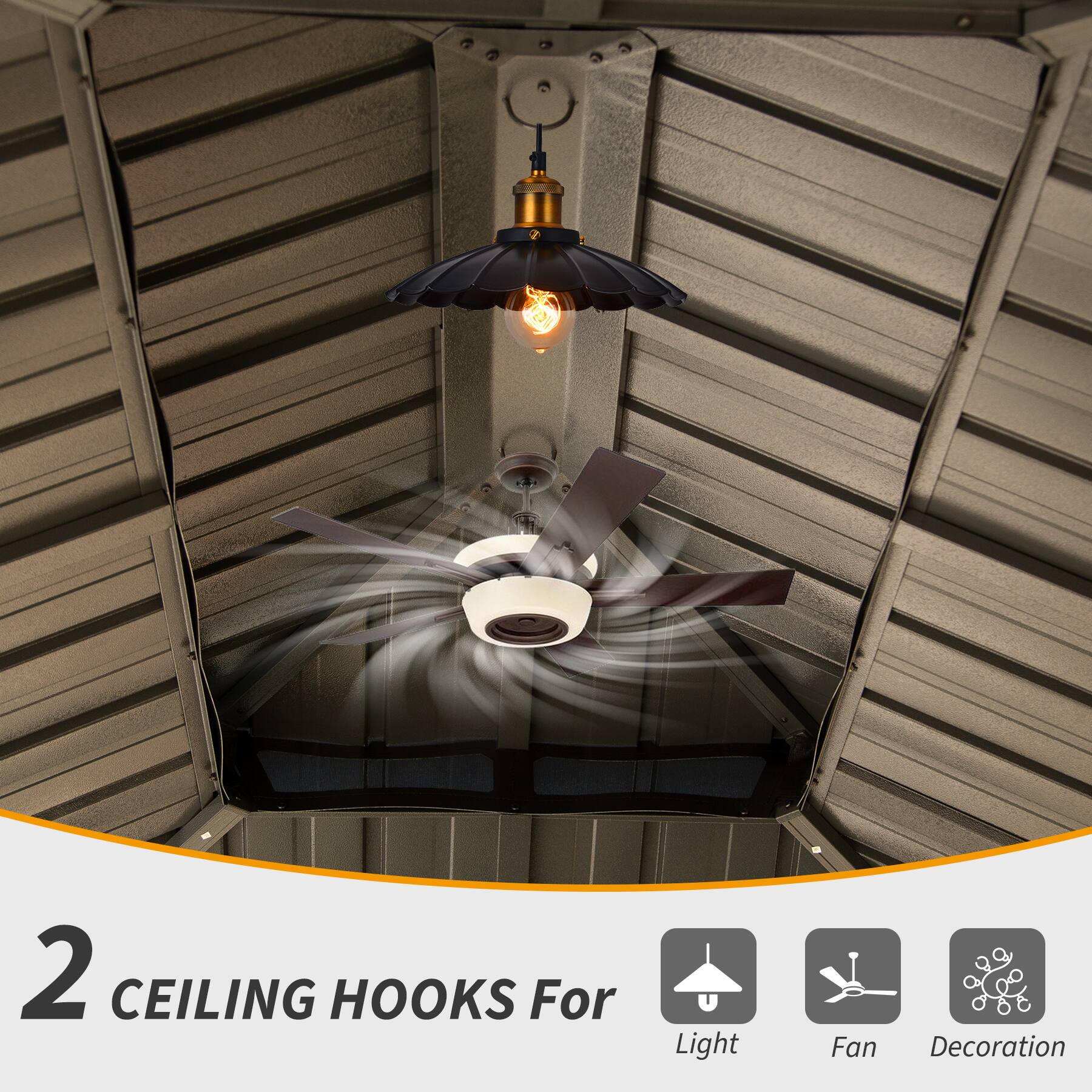2 Ceiling Hooks for Light, Fan, Decoration