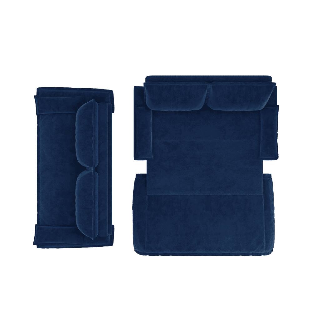 Alt View 9. Kadyn - 73.2" Queen Pull Out Sofa Bed, 3-in-1 Convertible Sleeper Sofa, Velvet Loveseat Bed - Blue.