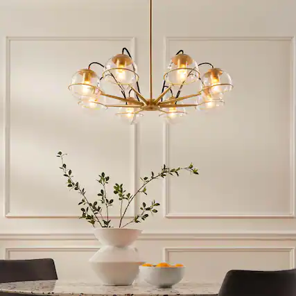 Front. Modway - Hanna 8-Light Chandelier by Modway - Clear Gold.