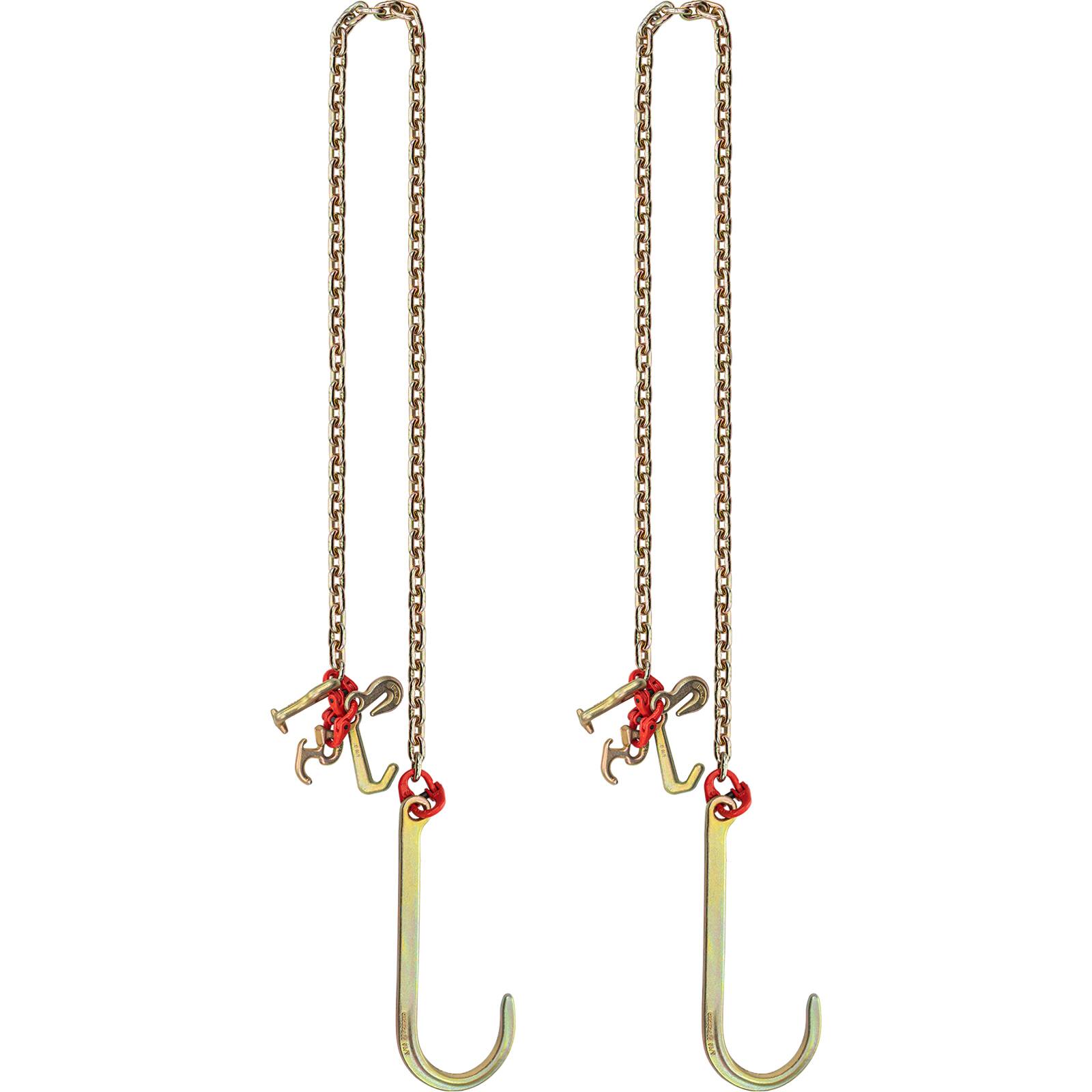 Alt View 5. VEVOR - J Hook Chain, 2PCS 5/16" x 10' G80 15" Long Shank J Hook Tow Chain with RTJ Cluster Hook & Grab Hook - Copper.