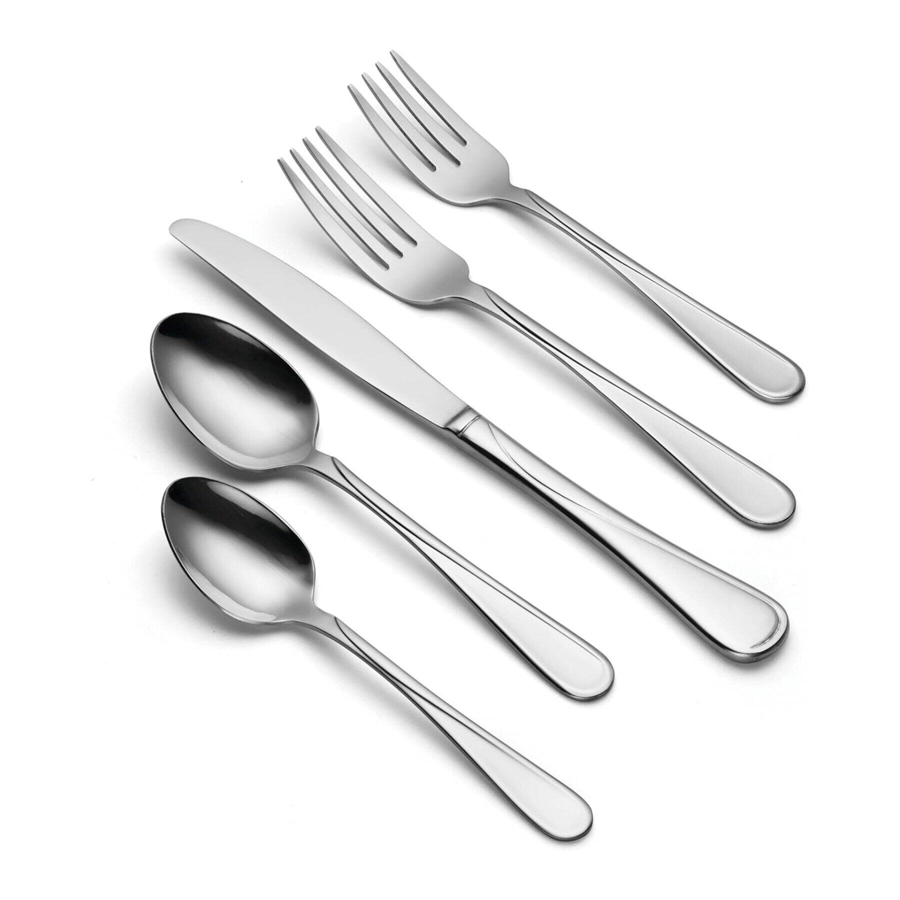 Back. Dazzed Corner - Stainless Steel Silverware Set For 4,20-Piece Flatware Set, Service For 4 - Silver.