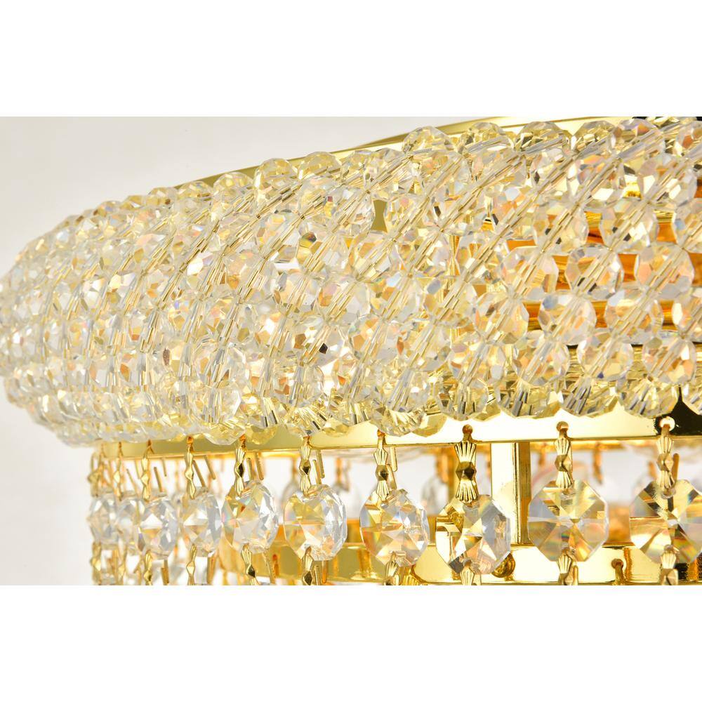 Left. Elegant Lighting - Primo 6 light Gold Flush Mount Clear Royal Cut Crystal - Gold.