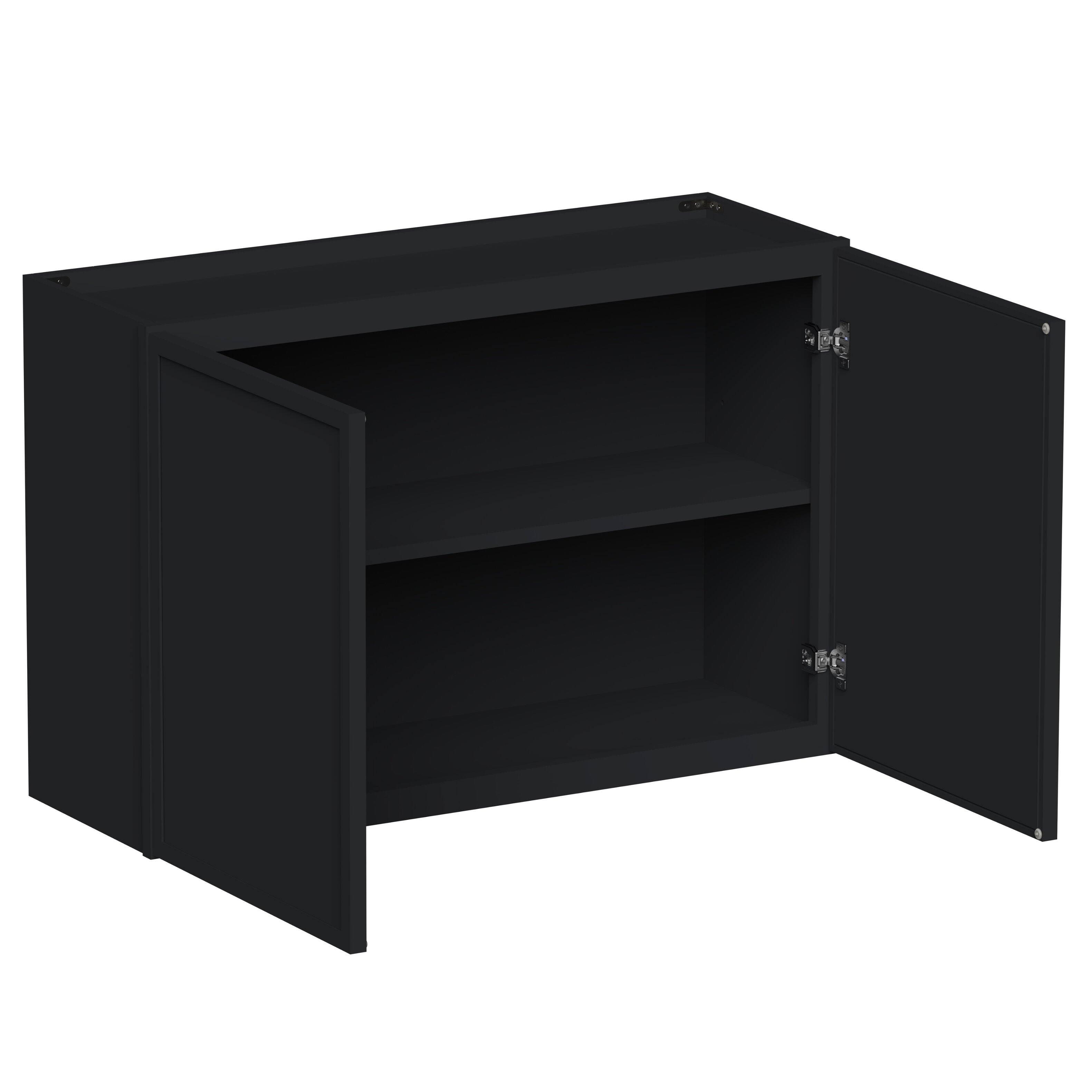Angle. Boyel Living - 36-in W x 24-in H x 12-in D Shaker RTA Kitchen Wall Cabinet with Soft-Close - Black.