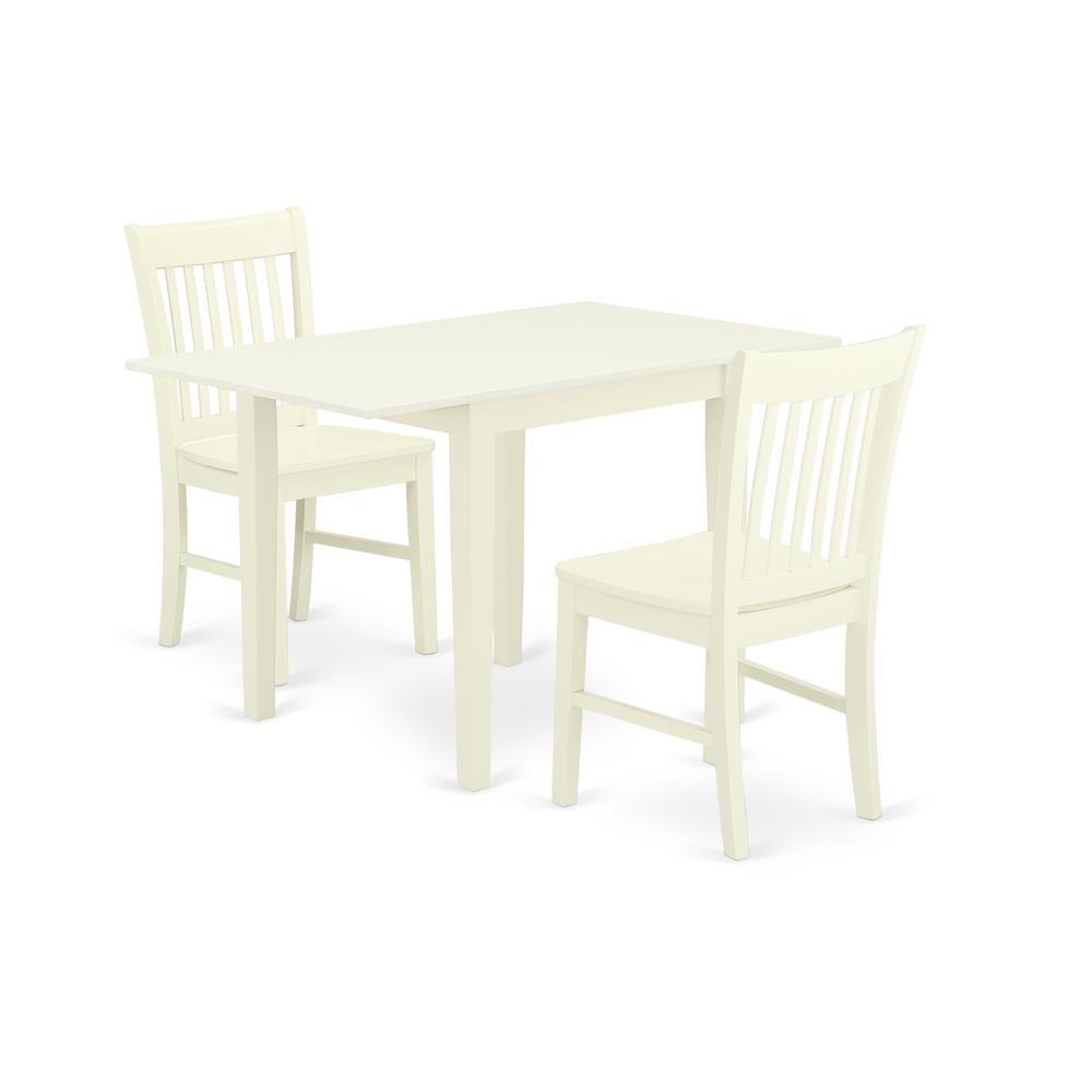 Left. East West Furniture - Dining Room Set Linen White - Brown.