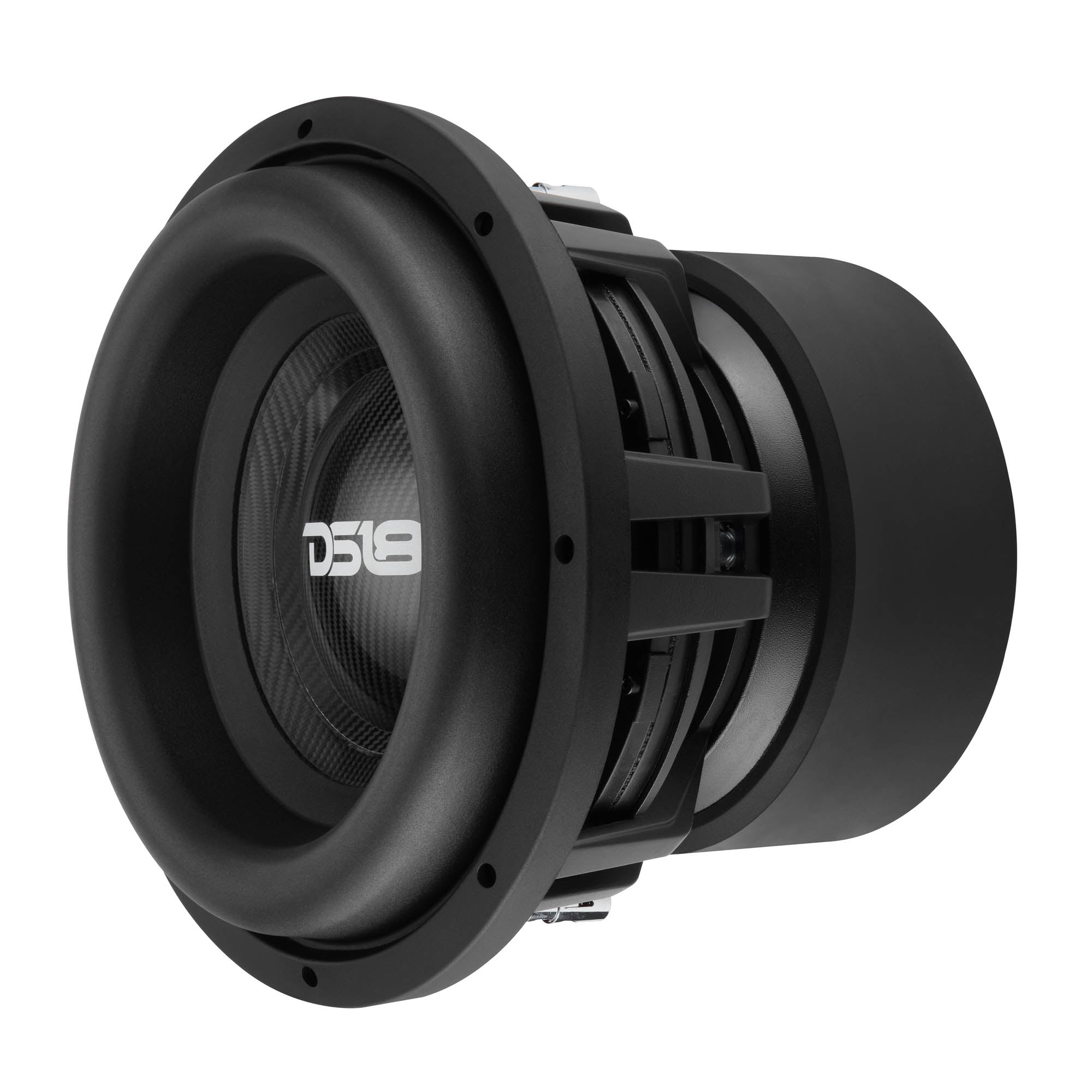 Left. DS18 Audio - CARBON 12" High Excursion Carbon Fiber Cone Subwoofer, 3500W RMS Dual 2-Ohm.